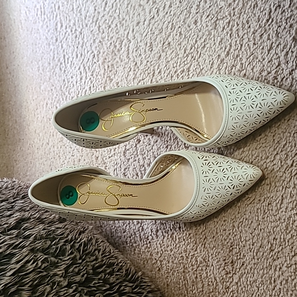 White Patterned Heels